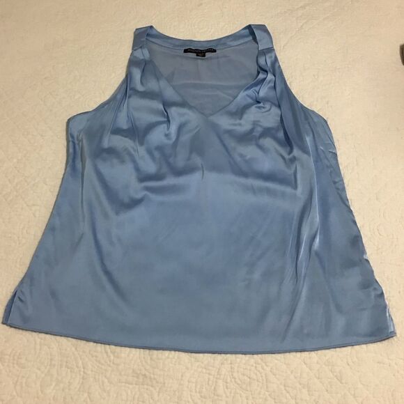 Boston Proper Blue Satin V-Neck Pullover Sleeveless Top New Size 12 - Picture 6 of 13